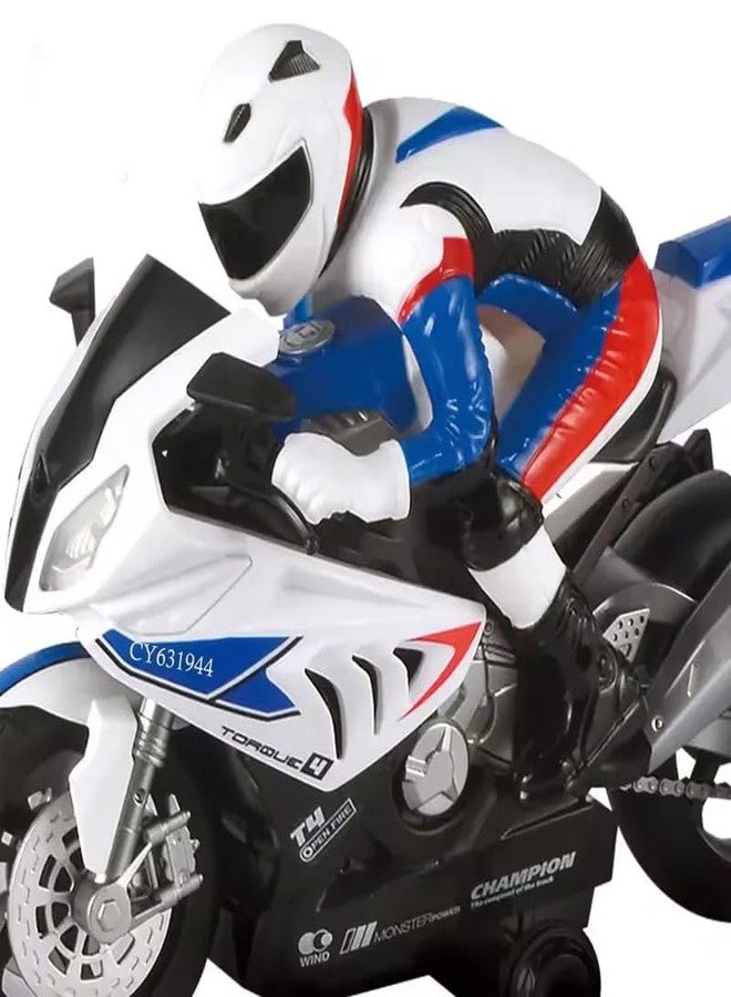 NVF دراجة نارية NVF RC للحركات البهلوانية | دراجة تحكم عن بعد بتردد 2.4 جيجاهرتز مع دوران 360 درجة وسباق عالي السرعة | لعبة دراجة نارية قابلة لإعادة الشحن للأطفال | دراجة تحكم عن بعد بيضاء/زرقاء هدية للأولاد - Image 5